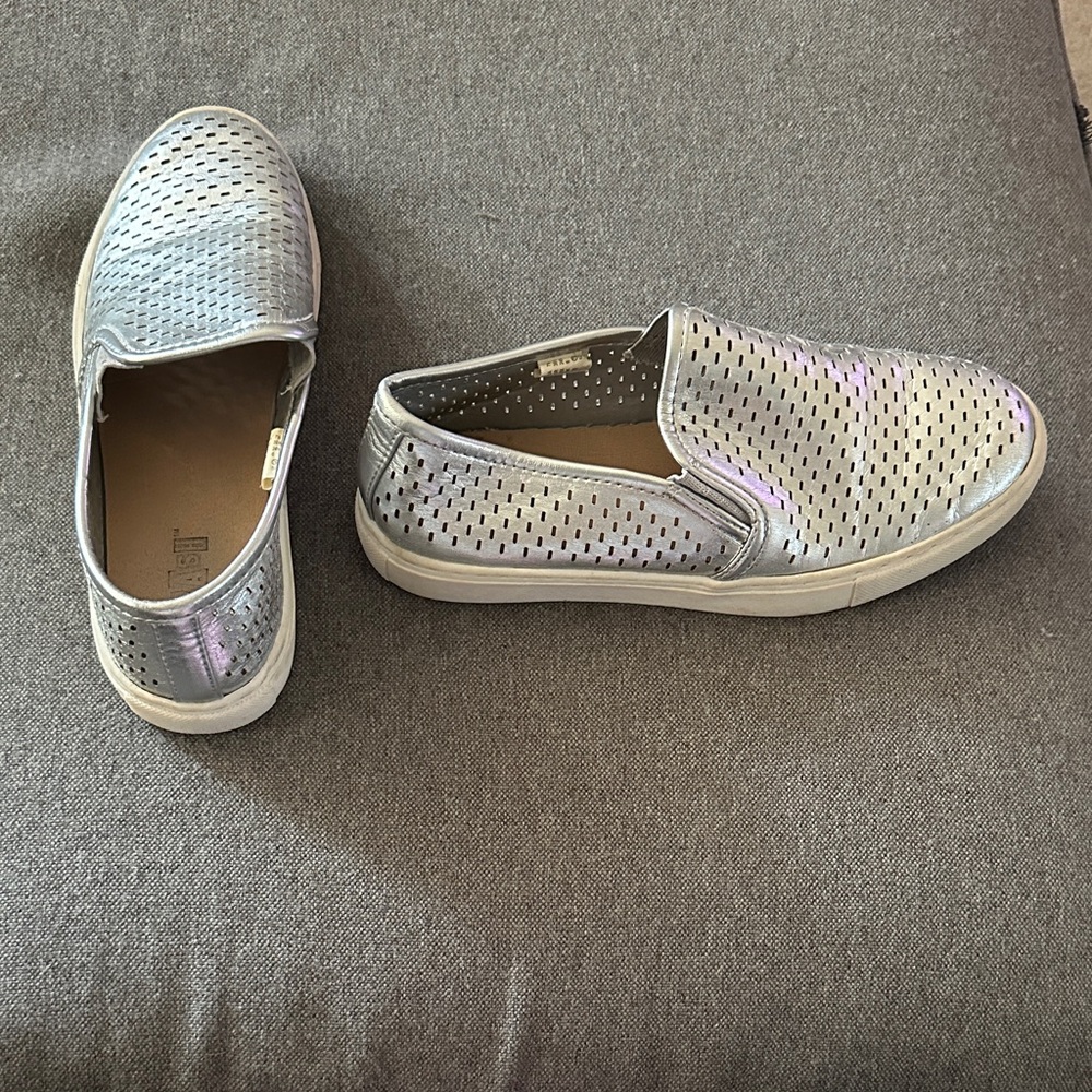 Silver Metallic Slip-On Shoes